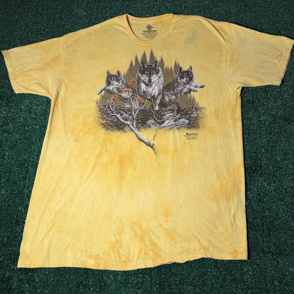 The Mountain Find 12 Wolves Tie Dye Graphic T-Shirt Yellow 3XL Gardner 2012